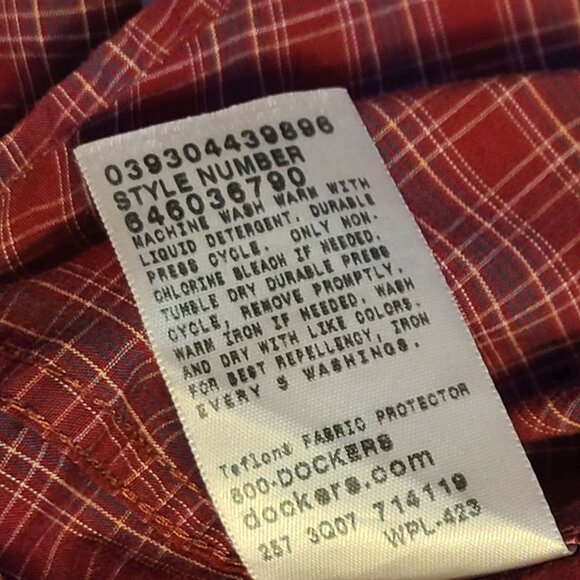 Dockers Mens XL Red Plaid Long Sleeve Button-Down Shirt Stain Defender - Picture 3 of 11